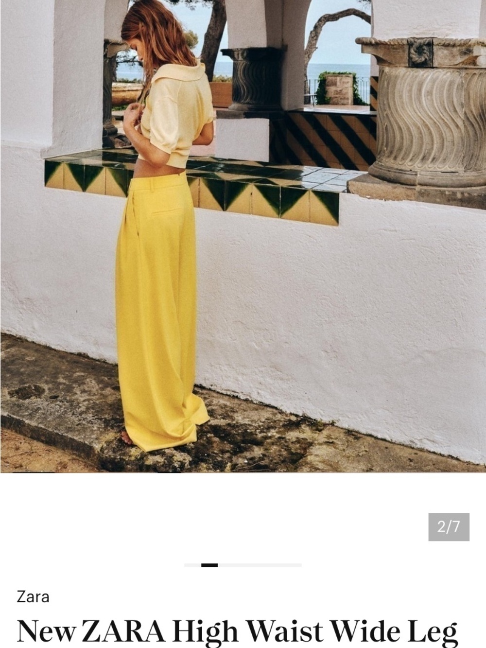 Zara Wide-Leg Pants Gold Yellow Mustard Bloggers Relaxed Fit XS NWT - Picture 2 of 15